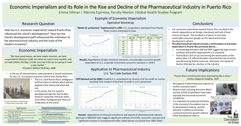 Emma Sillman's Poster on Imperialism and Pharmaceuticals in Puerto Rico 