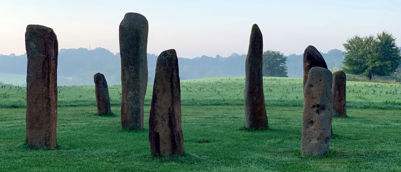 The stone monoliths located in Iowa City's Harvest Preserve.
