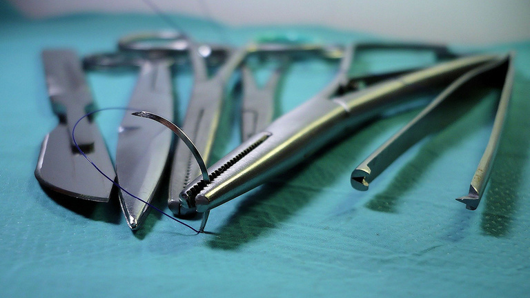 Closeup of surgical tools.